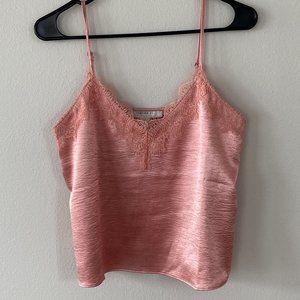 Pink Silk Top with Lace Detail